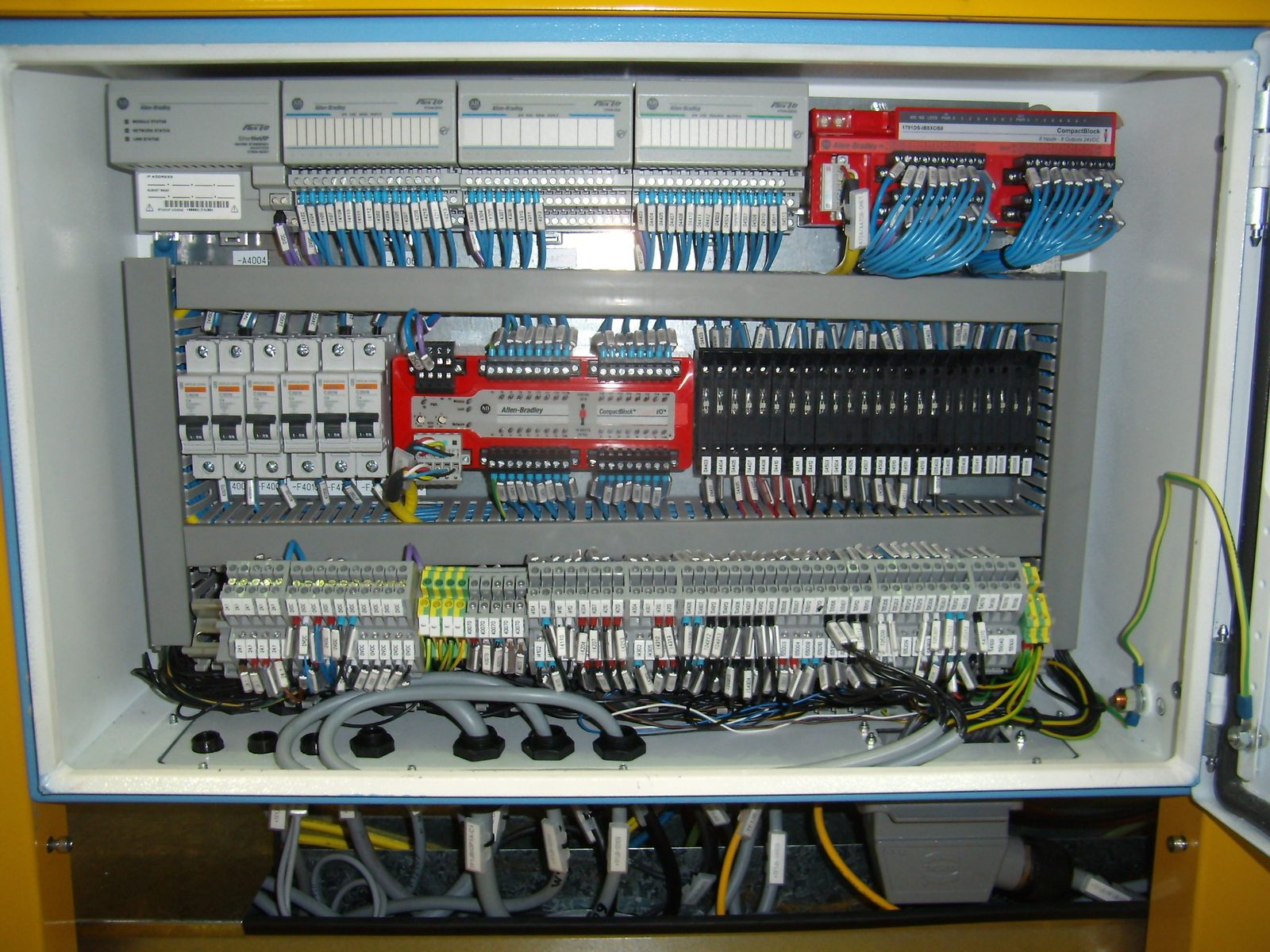 Allen-Bradley control cabinet, wired and terminated.